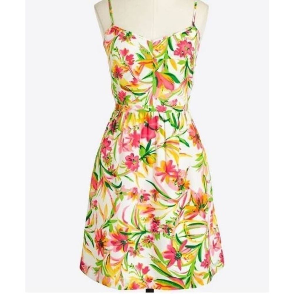 J. Crew Bold Floral Sleeveless Knee Length Print Dress size 14